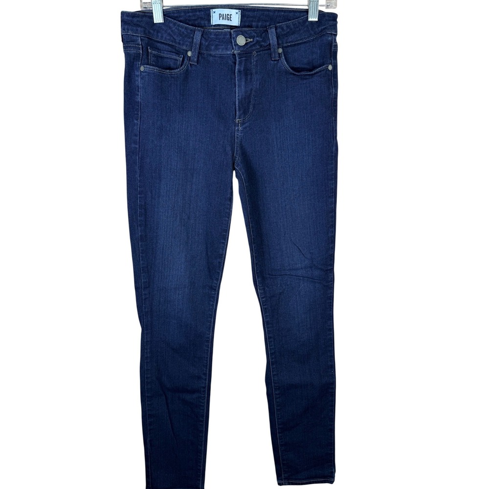 Paige Skyline Skinny Jeans Womens 30 Mona Dark Wash Blue Mid Rise Stretch Denim